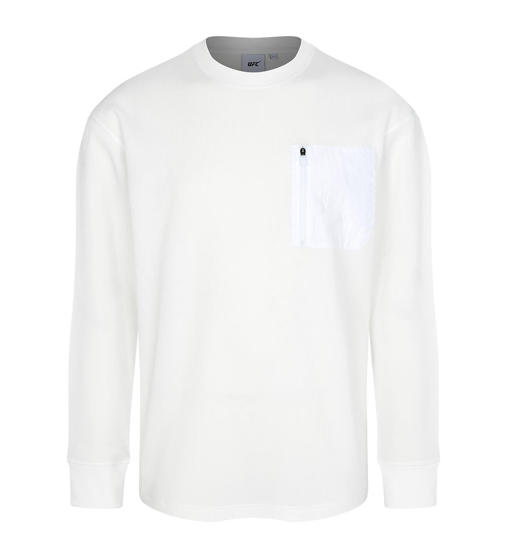UFC Challenger Relaxed Fit Waffle Long-Sleeve T-Shirt, Ivory
