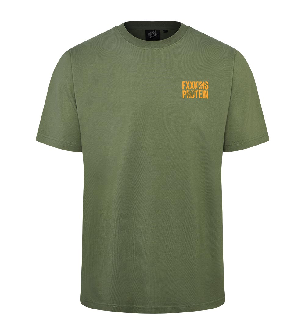 Jangjae "Fxxking Leg Day" Relaxed-Fit Short-Sleeve T-Shirt, Khaki