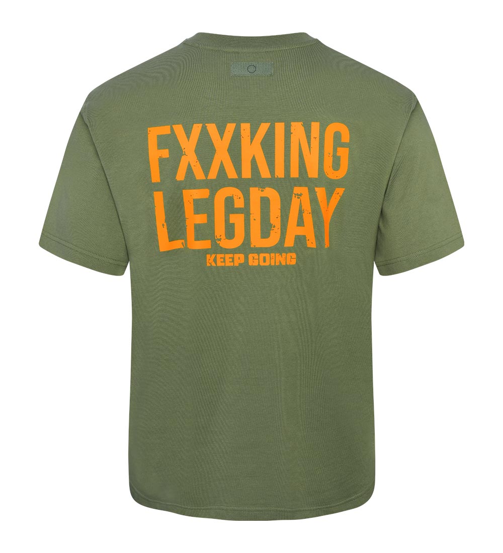 Jangjae "Fxxking Leg Day" Relaxed-Fit Short-Sleeve T-Shirt, Khaki