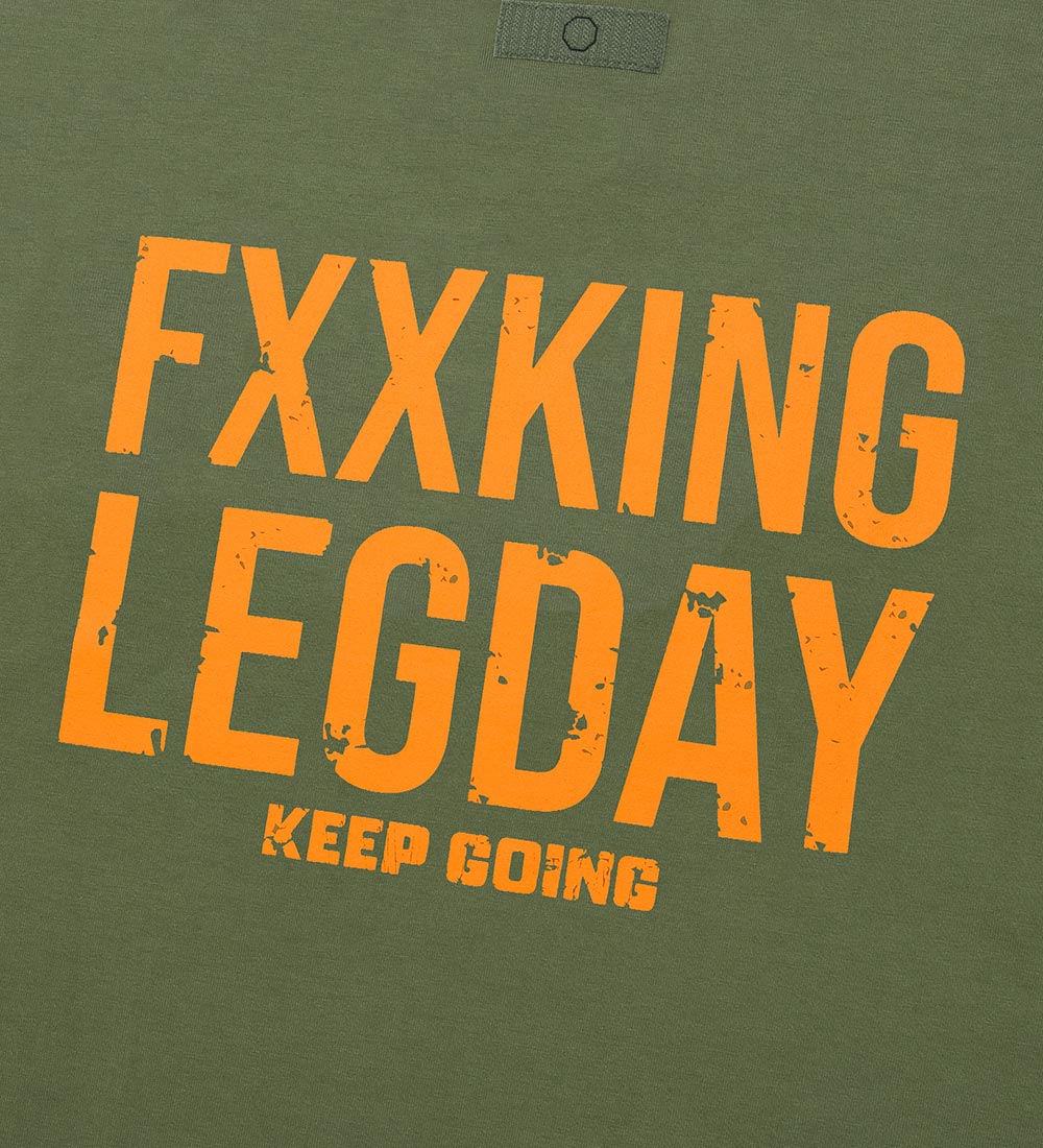 Jangjae "Fxxking Leg Day" Relaxed-Fit Short-Sleeve T-Shirt, Khaki
