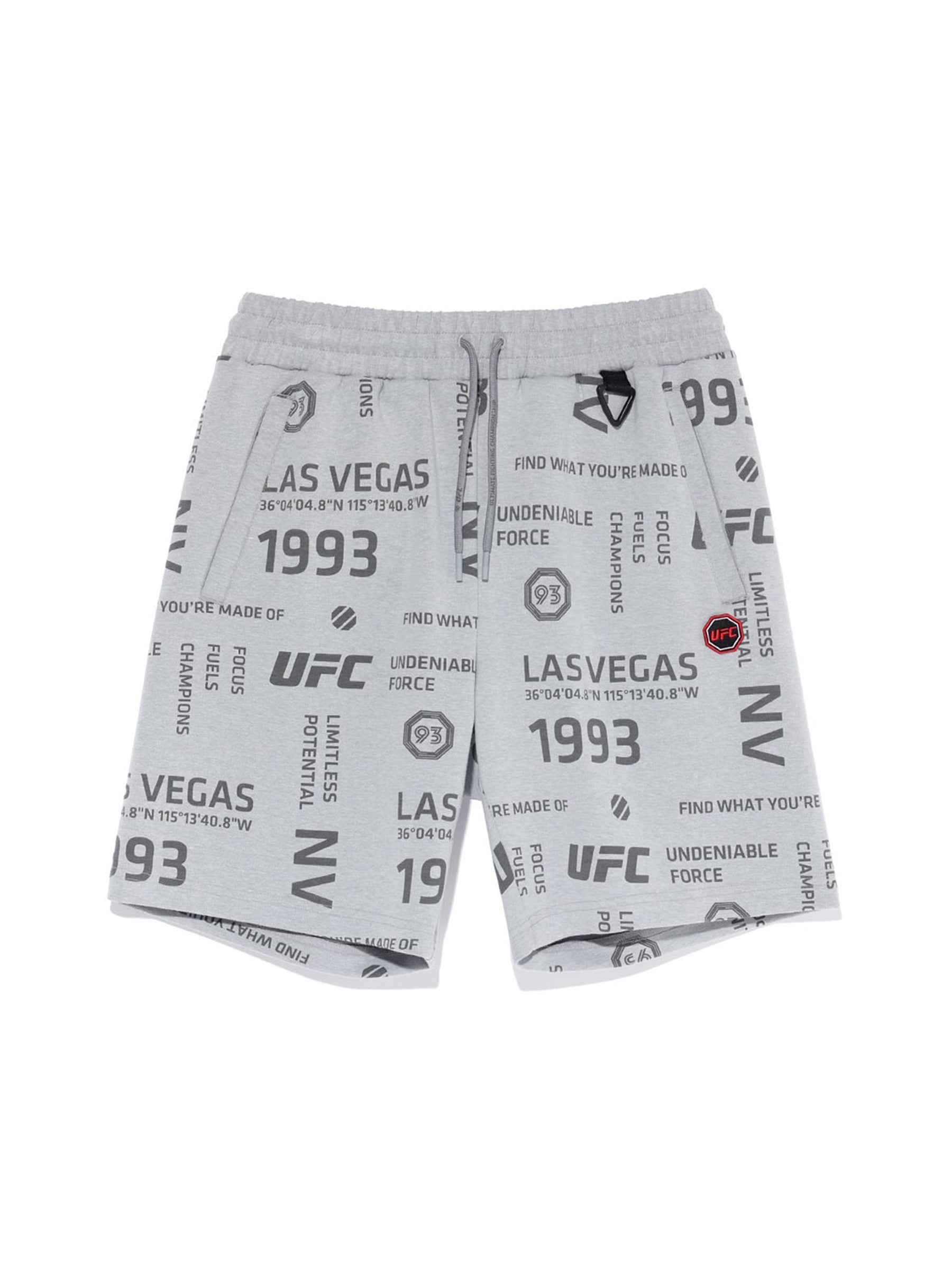 شورتات UFC بنقشة أحرف، رمادي مائل