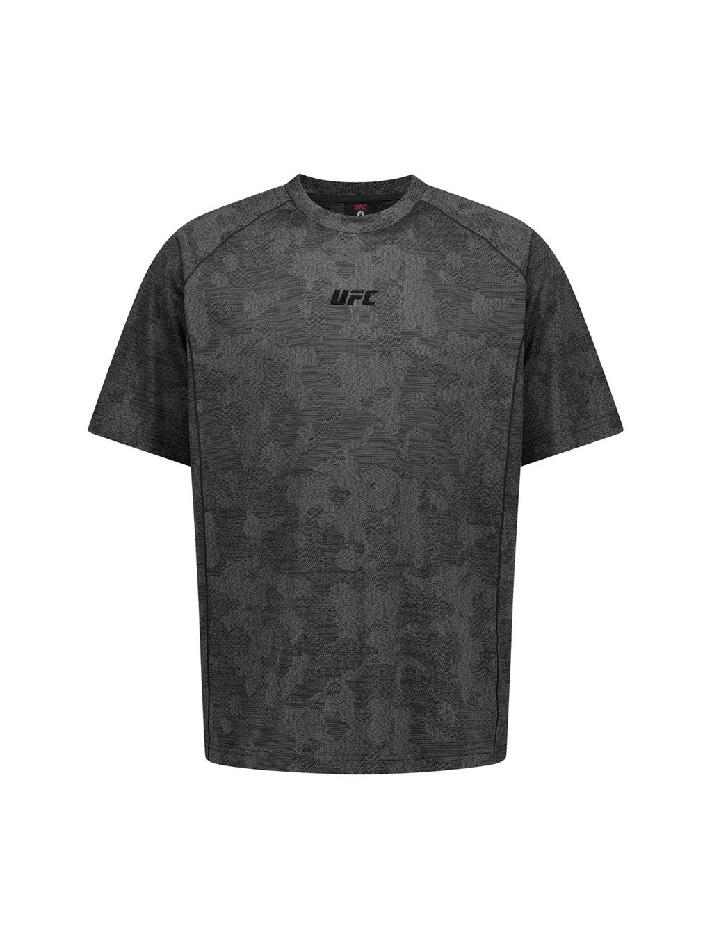 UFC T-shirt with camouflage print, loose fit, short sleeves, charcoal gray